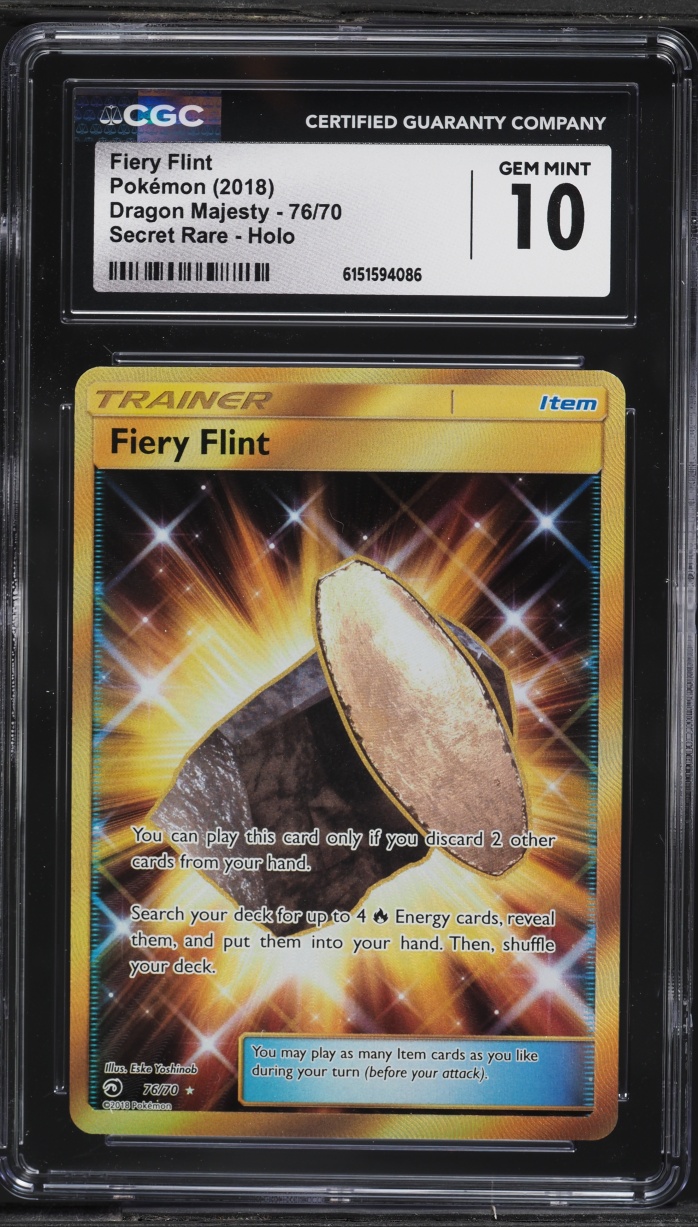 2018 Pokemon Sun & Moon Dragon Majesty Full Art Fiery Flint #76 CGC 10 GEM MINT