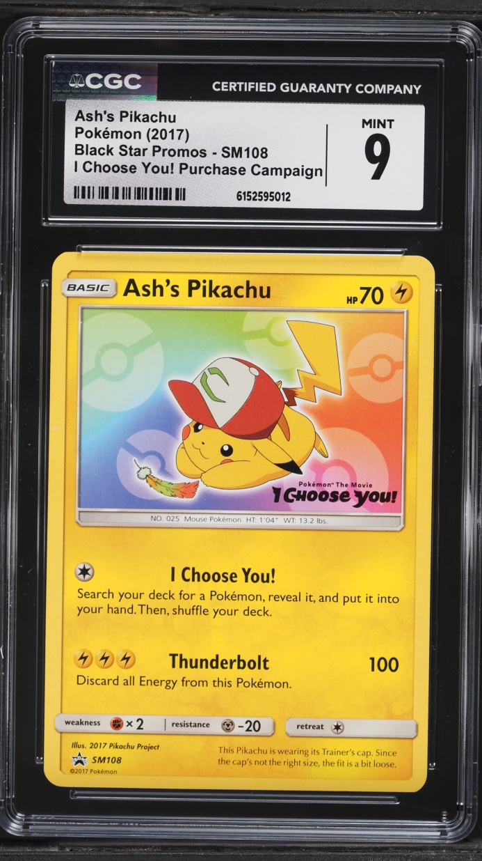 2017 Pokemon Sun & Moon Promo I Choose You! Ash's Pikachu #SM108 CGC 9 MINT