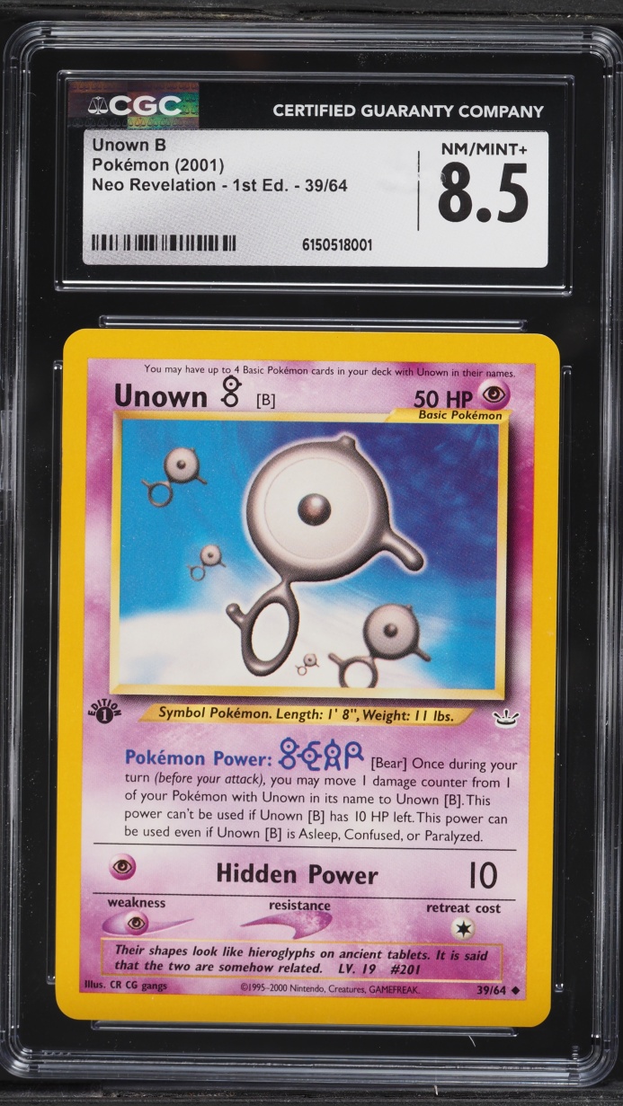 2001 Pokemon Neo Revelation 1st Edition Unown B #39 CGC 8.5 NM-MT+