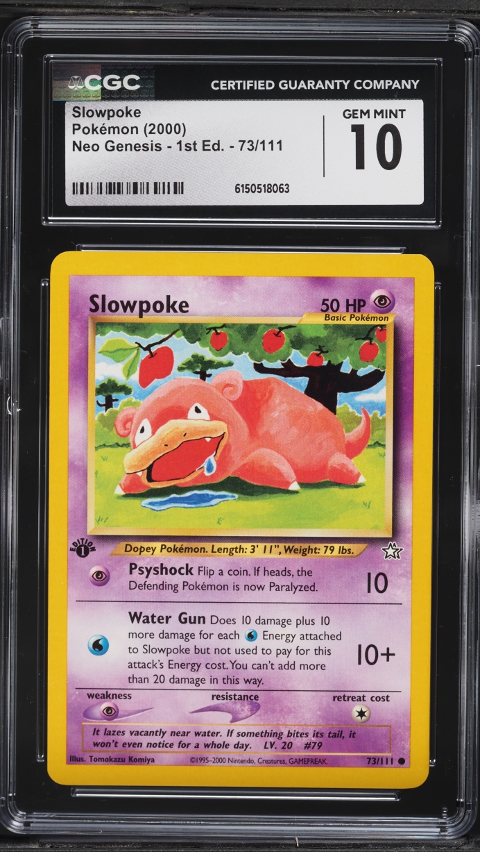 2000 Pokemon Neo Genesis 1st Edition Slowpoke #73 CGC 10 GEM MINT
