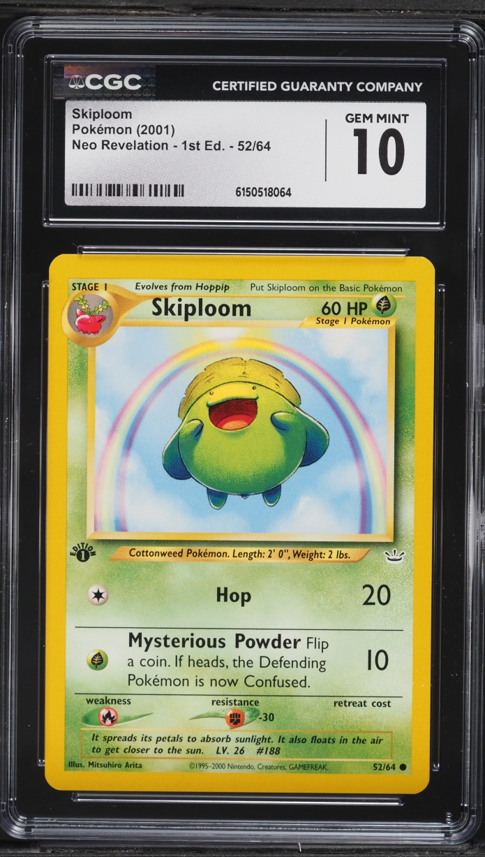 2001 Pokemon Neo Revelation 1st Edition Skiploom #52 CGC 10 GEM MINT