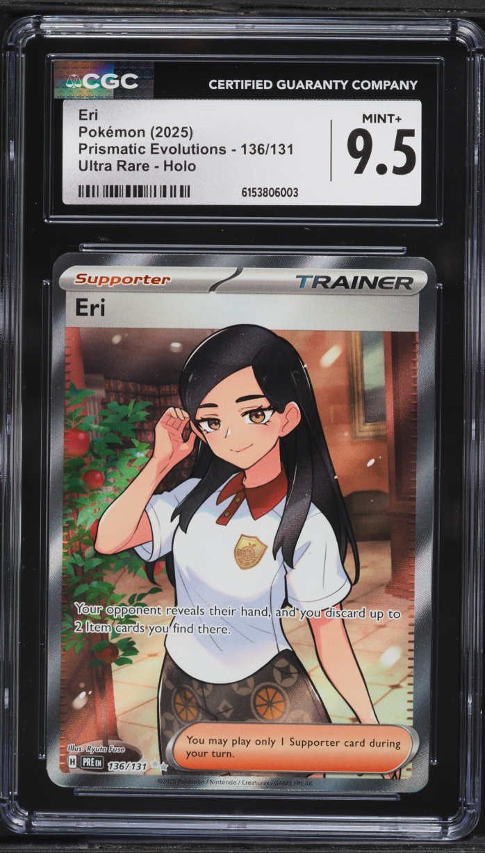 2025 Pokemon Scarlet & Violet Prismatic Evolutions Full Art Eri #136 CGC 9.5 MINT+