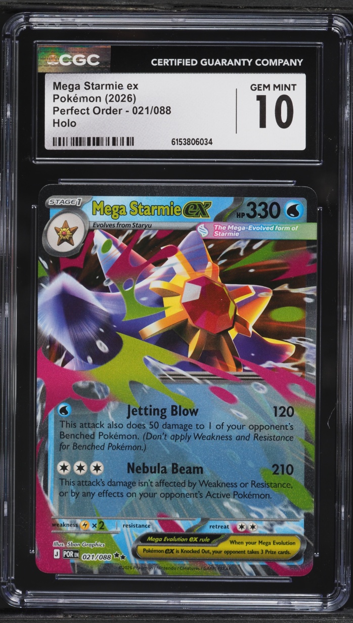 2026 Pokemon Mega Evolution Perfect Order Holo Mega Starmie Ex #021 CGC 10 GEM MINT