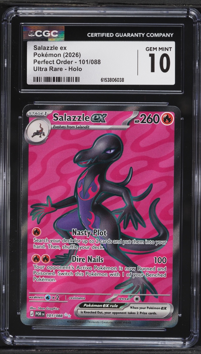 2026 Pokemon Mega Evolution Perfect Order Full Art Salazzle ex #101 CGC 10 GEM MINT