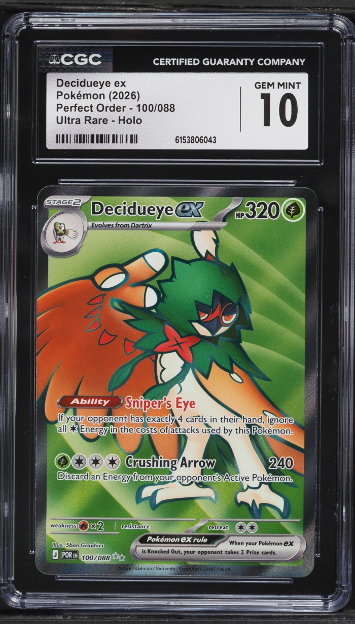 2026 Pokemon Mega Evolution Perfect Order Full Art Decidueye ex #100 CGC 10 GEM MINT