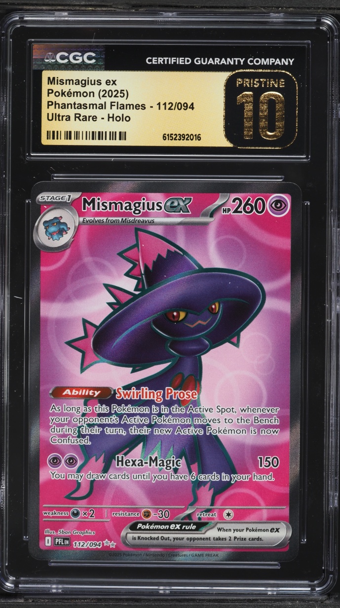 2025 Pokemon Mega Evolution Phantasmal Flames Full Art Mismagius ex #112 CGC 10 PRISTINE
