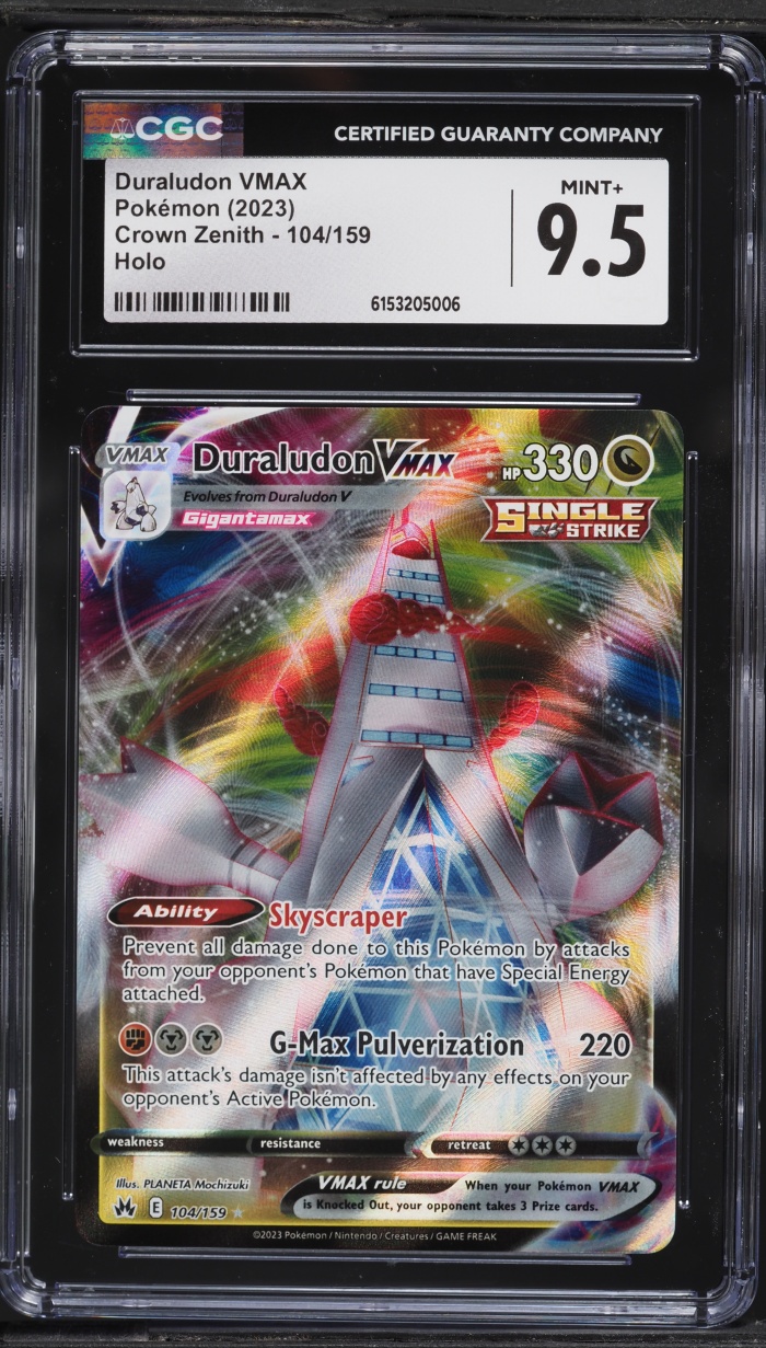 2023 Pokemon Sword & Shield Crown Zenith Alt Art Duraludon VMAX #104 CGC 9.5 MINT+