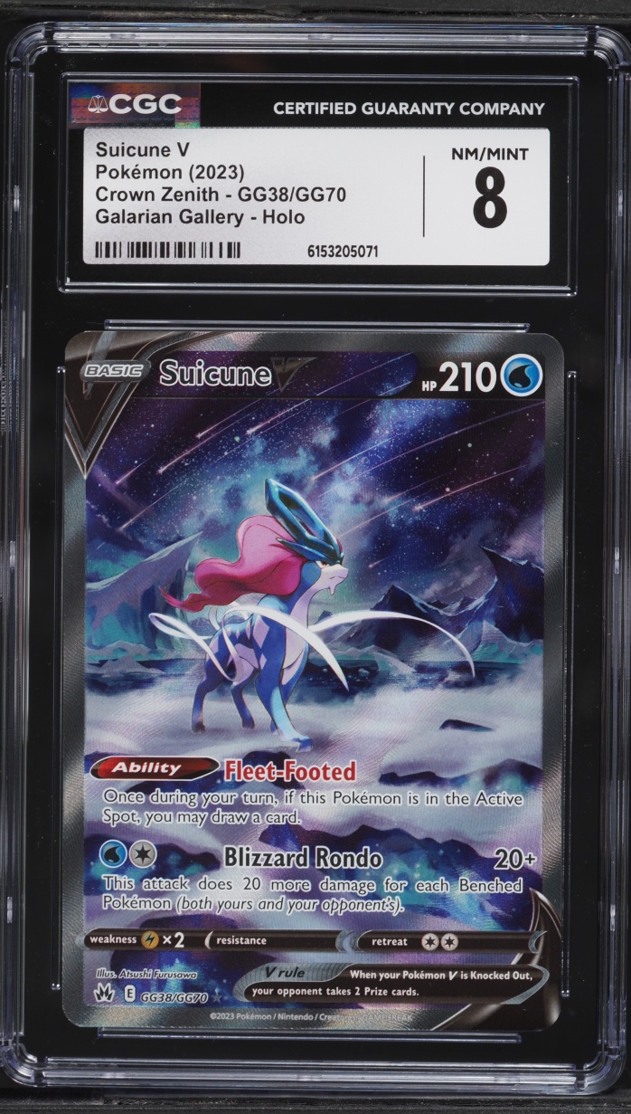 2023 Pokemon Sword & Shield Crown Zenith Alt Art Suicune V #GG38 CGC 8 NM-MT