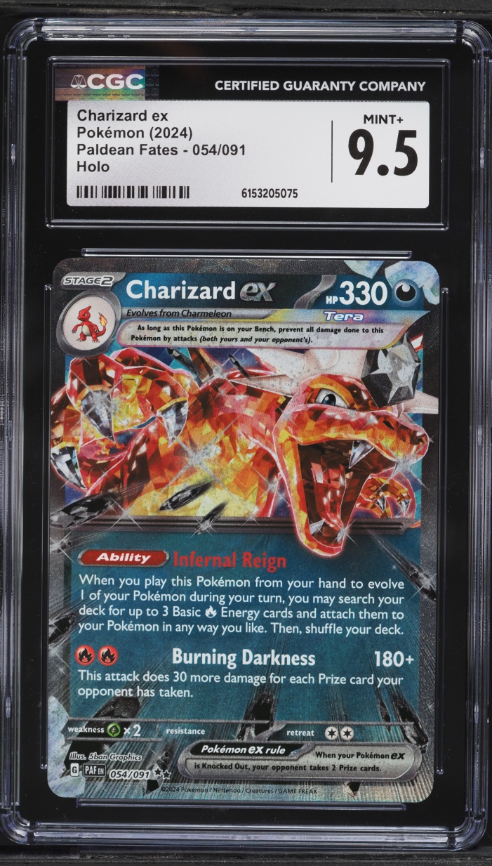 2024 Pokemon Scarlet & Violet Paldean Fates Holo Charizard EX #54 CGC 9.5 MINT+