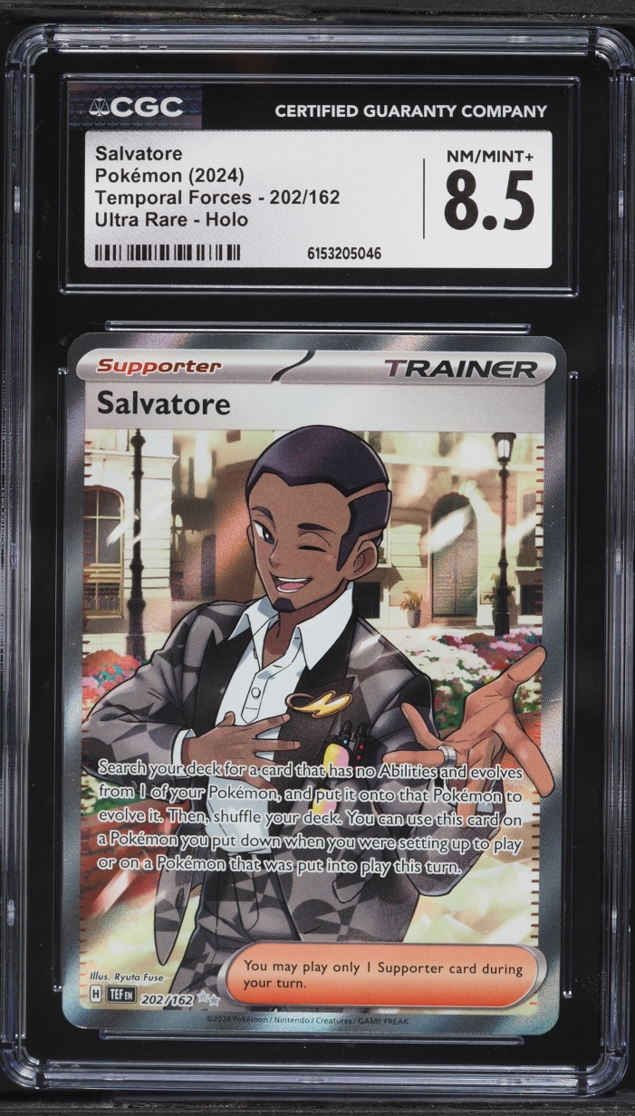 2024 Pokemon Scarlet & Violet Temporal Forces Full Art Salvatore #202 CGC 8.5 NM-MT+