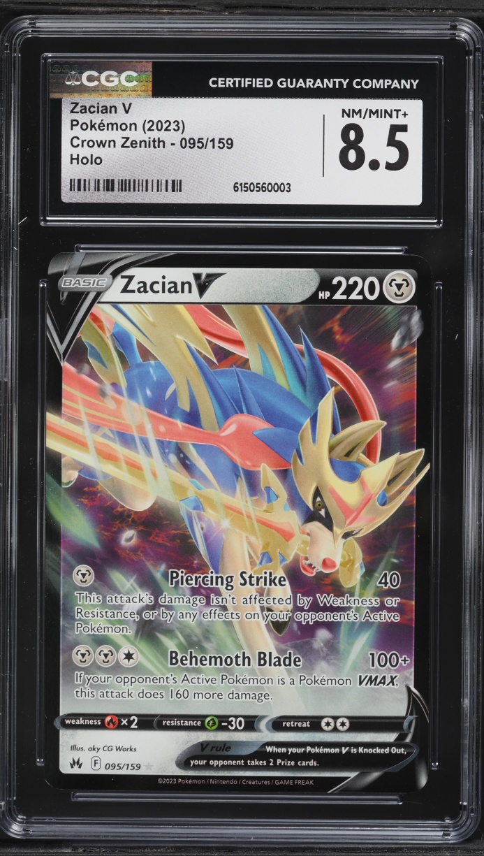 2023 Pokemon Sword & Shield Crown Zenith Zacian V #95 CGC 8.5 NM-MT+