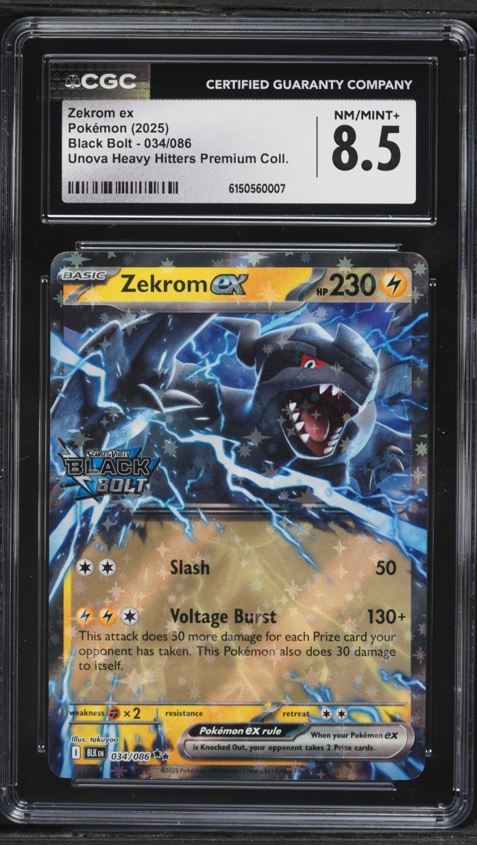 2025 Pokemon Scarlet & Violet Black Bolt Unova Heavy Hitters Zekrom ex #34 CGC 8.5 NM-MT+