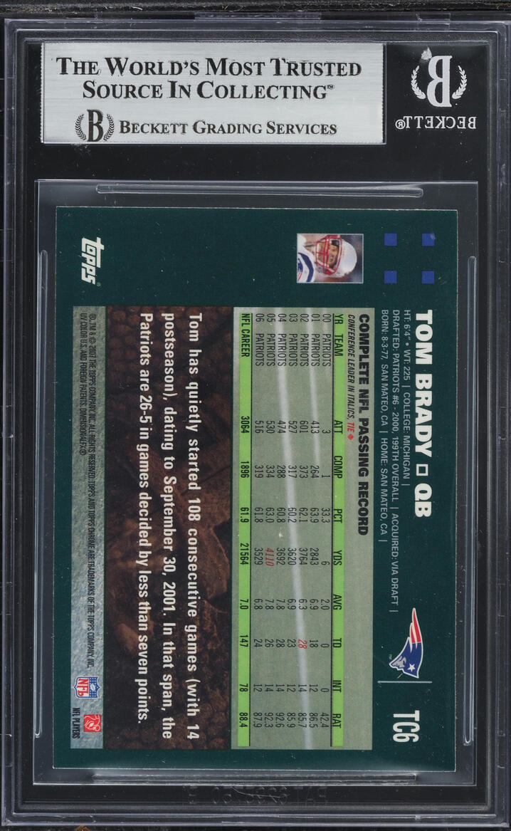 2007 Topps Chrome Tom Brady #TC6 BGS 8.5 NM-MT+
