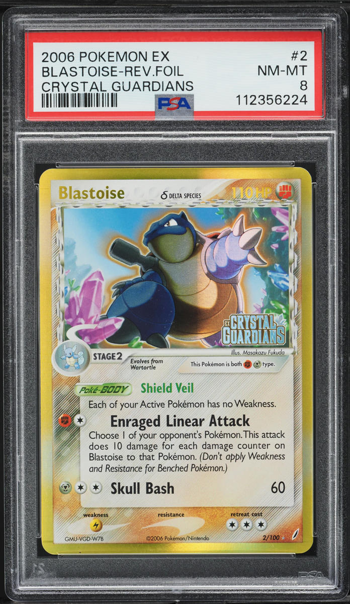 2006 Pokemon EX Crystal Guardians Reverse Holo Blastoise #2 PSA 8 NM-MT
