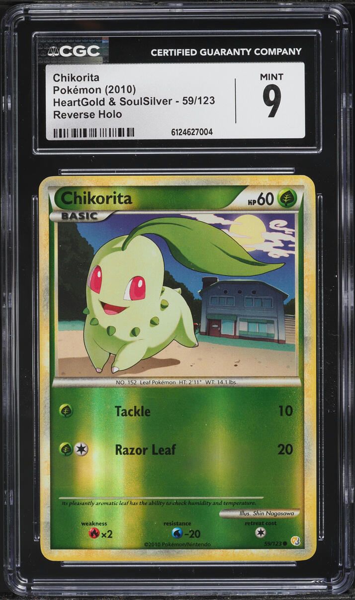 2010 Pokemon HeartGold & SoulSilver Reverse Holo Chikorita #59 CGC 9 MINT
