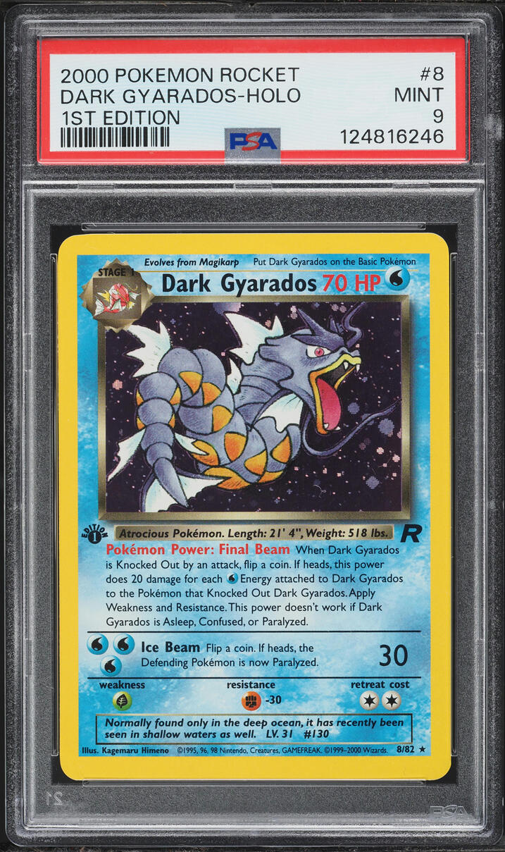 2000 Pokemon Team Rocket 1st Edition Holo Dark Gyarados #8 PSA 9 MINT
