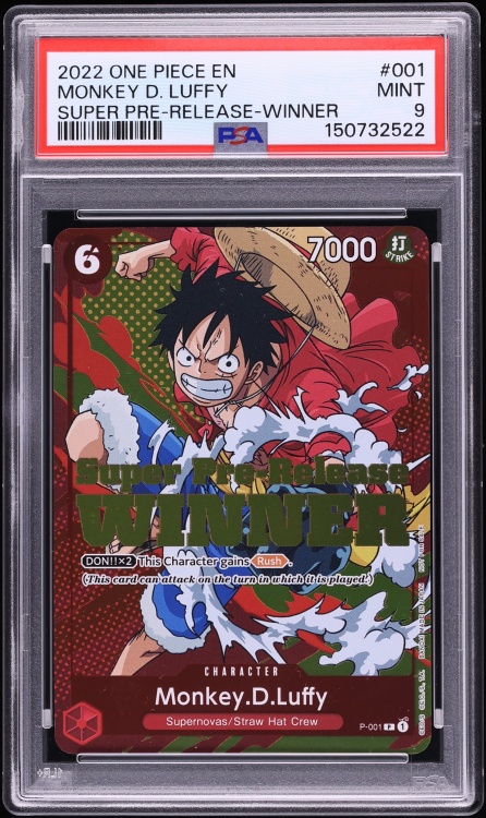 2022 One Piece Promo Super Pre-Release Winner Alt Art Monkey D. Luffy #P-001 PSA 9 MINT