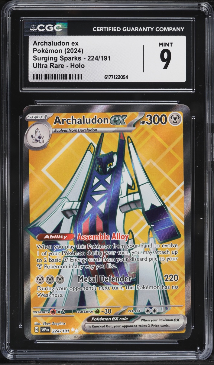 2024 Pokemon Scarlet & Violet Surging Sparks Full Art Archaludon EX #224 CGC 9 MINT
