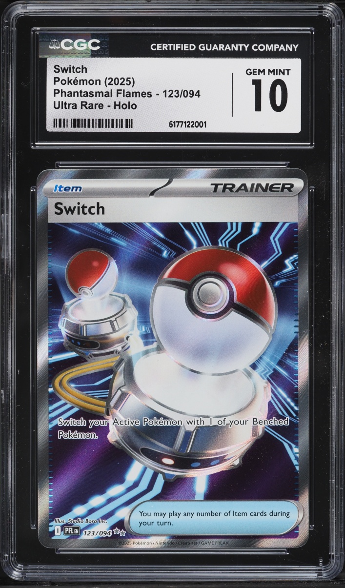 2025 Pokemon Mega Evolution Phantasmal Flames Full Art Switch #123 CGC 10 GEM MINT