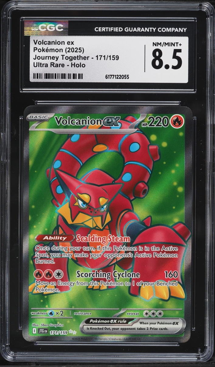 2025 Pokemon Scarlet & Violet Journey Together Full Art Volcanion Ex #171 CGC 8.5 NM-MT+