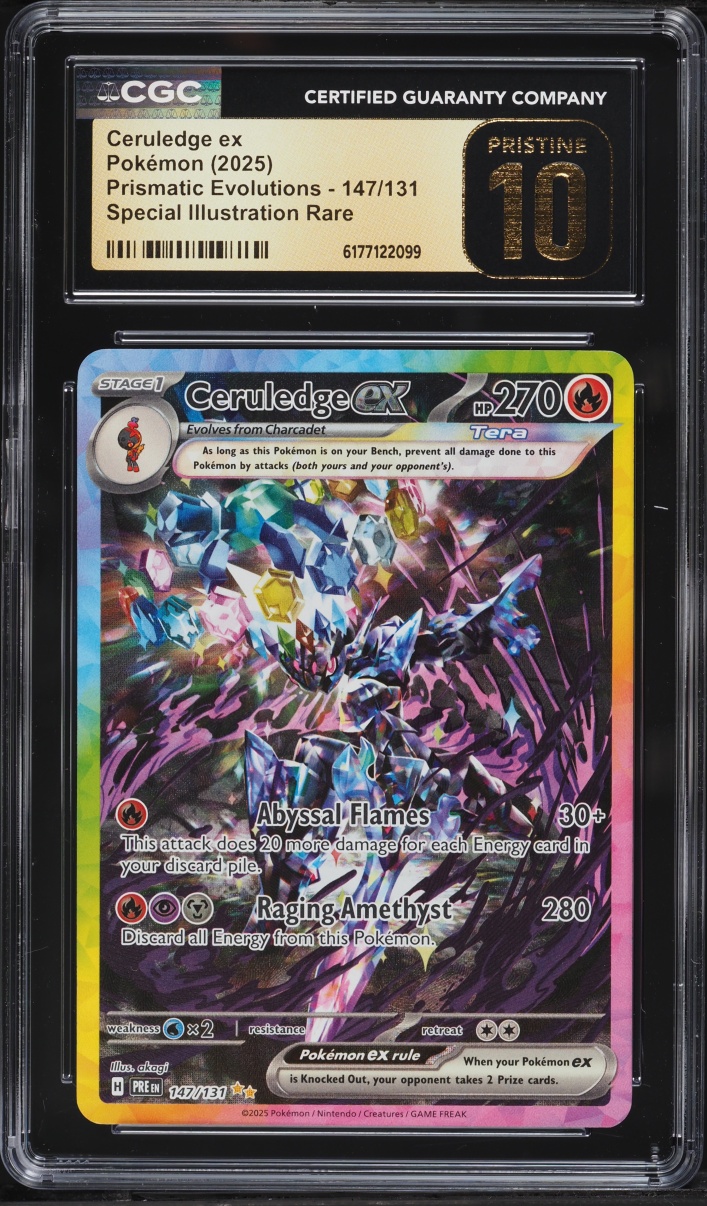 2025 Pokemon Scarlet & Violet Prismatic Evolutions SIR Ceruledge Ex #147 CGC 10 PRISTINE