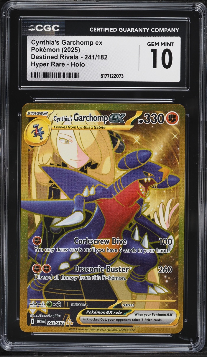 2025 Pokemon SV Destined Rivals Gold Rare Cynthia's Garchomp Ex #241 CGC 10 GEM MINT