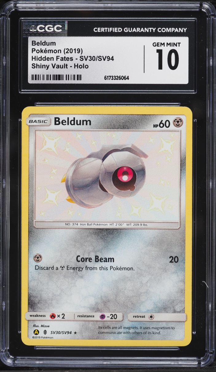 2019 Pokemon Sun & Moon Hidden Fates Shiny Beldum #SV30 CGC 10 GEM MINT