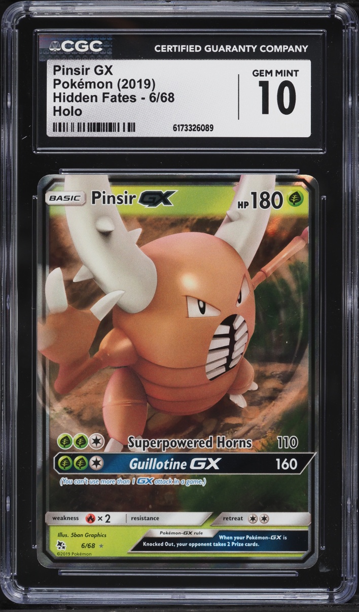 2019 Pokemon Sun & Moon Hidden Fates Holo Pinsir GX #6 CGC 10 GEM MINT