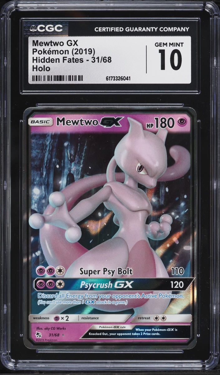 2019 Pokemon Sun & Moon Hidden Fates Alt Art Mewtwo GX #31 CGC 10 GEM MINT