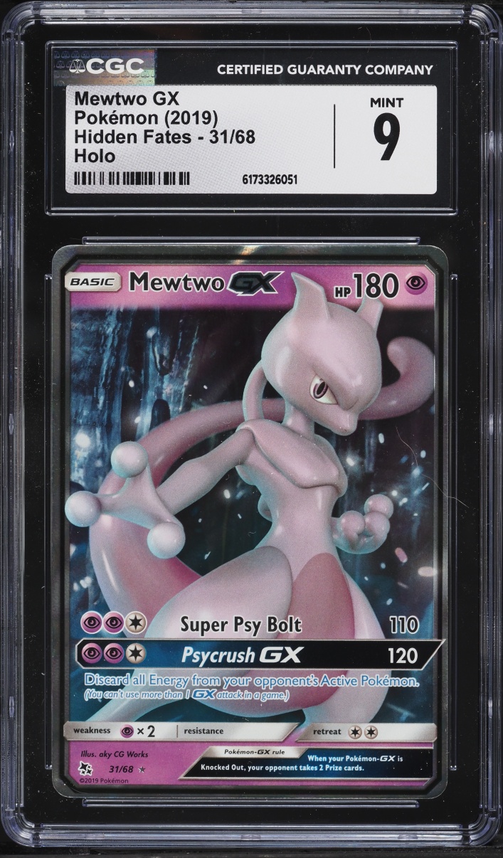 2019 Pokemon Sun & Moon Hidden Fates Alt Art Mewtwo GX #31 CGC 9 MINT