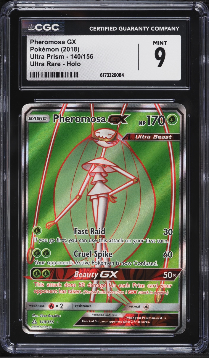 2018 Pokemon Sun & Moon Ultra Prism Full Art Pheromosa GX #140 CGC 9 MINT