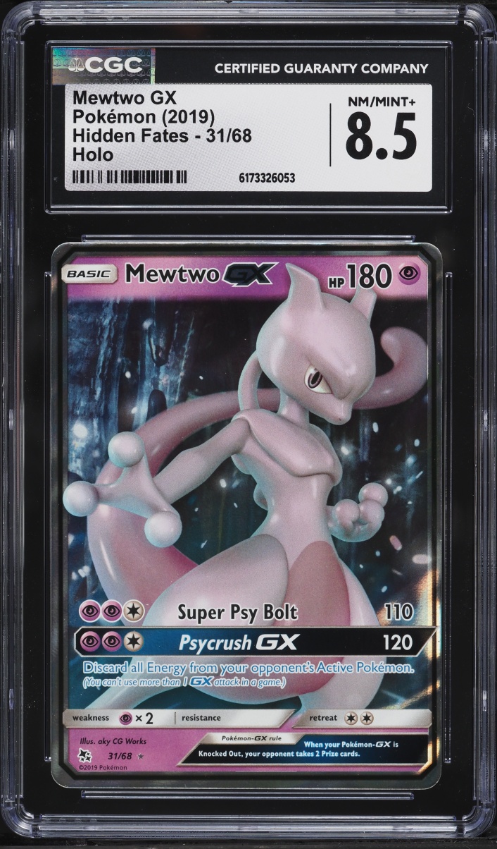 2019 Pokemon Sun & Moon Hidden Fates Alt Art Mewtwo GX #31 CGC 8.5 NM-MT+