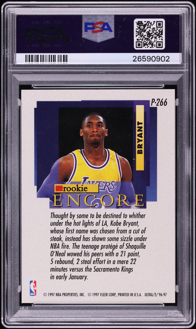 1996 Ultra Platinum Medallion Kobe Bryant ROOKIE #P266 PSA 10 GEM MINT - Photo 2