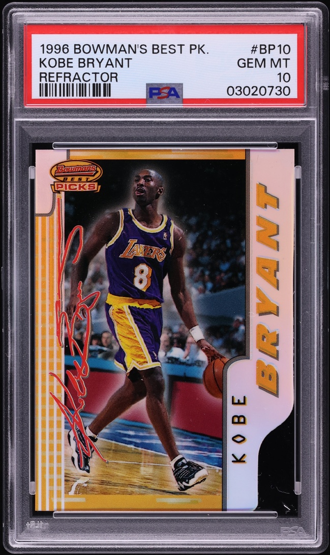 1996 Bowman's Best Picks Refractor Die-Cut Kobe Bryant ROOKIE #BP10 PSA 10 GEM MINT - Photo 1