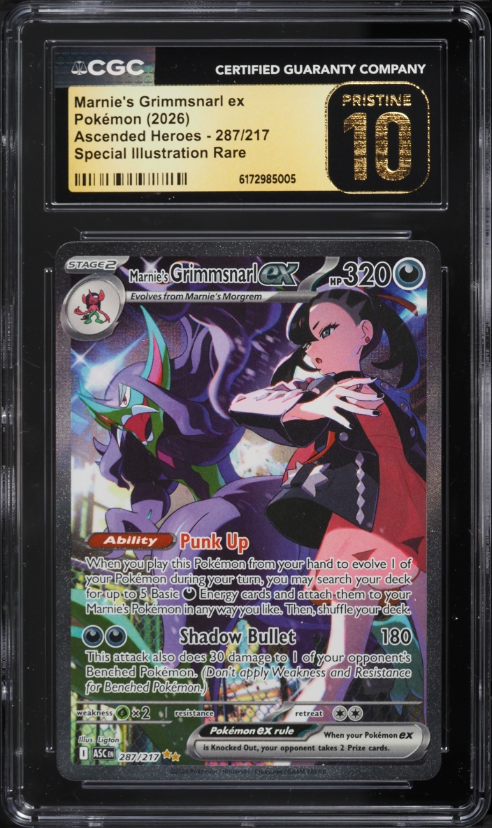 2026 Pokemon Mega Evolution Ascended Heroes SIR Marnie's Grimmsnarl ex #287 CGC 10 PRISTINE