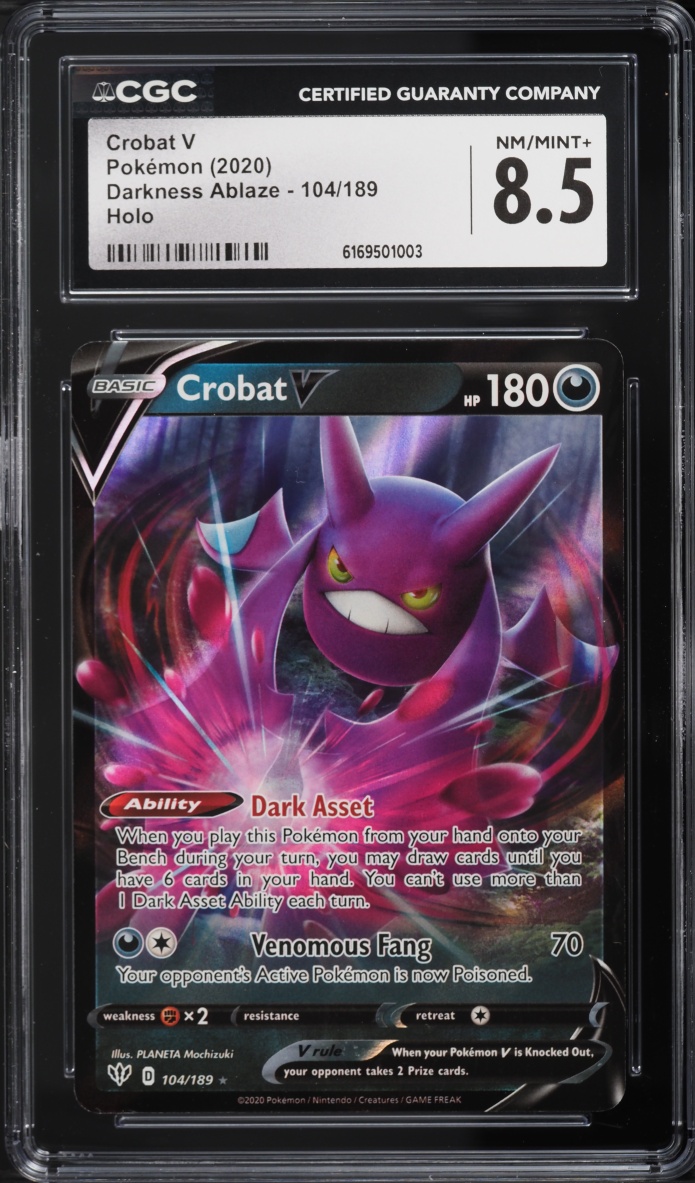 2020 Pokemon Sword & Shield Darkness Ablaze Holo Crobat V #104 CGC 8.5 NM-MT+