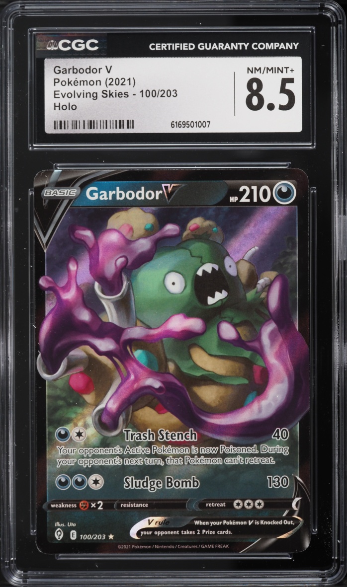 2021 Pokemon Sword & Shield Evolving Skies Holo Garbodor V #100 CGC 8.5 NM-MT+
