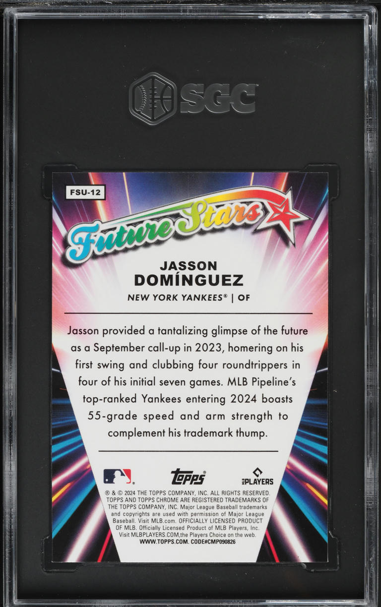 2024 Topps Chrome Update Future Stars Jasson Dominguez ROOKIE #FSU-12 SGC 9 MINT