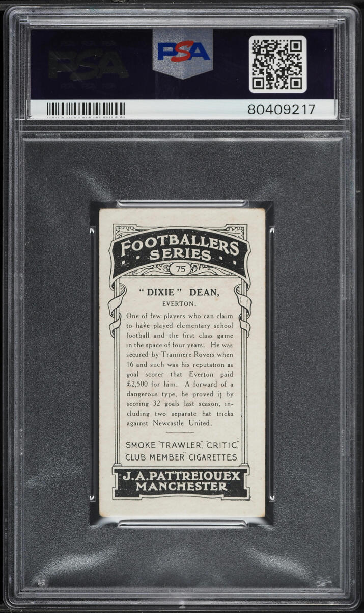 1928 J.A. Pattreiouex Footballers Series Dixie Dean #75 PSA 2 GD - Photo 2
