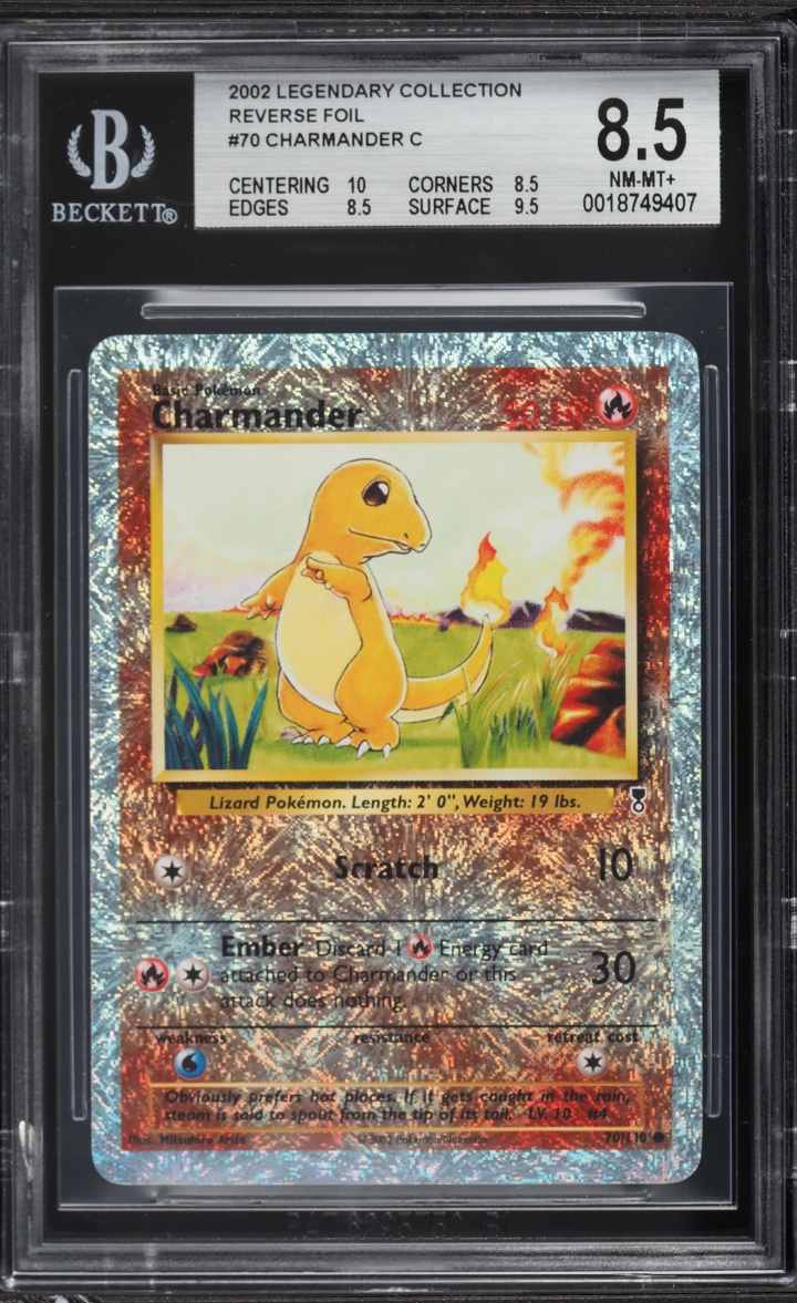 2002 Pokemon Legendary Collection Reverse Holo Charmander #70 BGS 8.5 NM-MT+