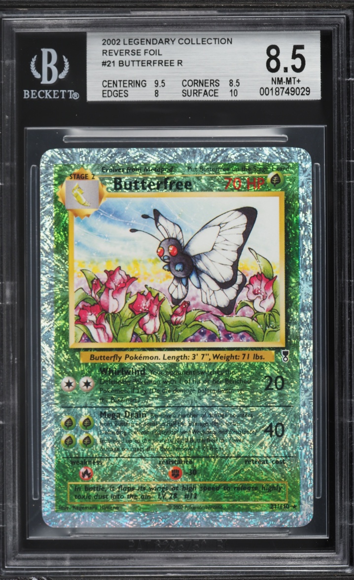 2002 Pokemon Legendary Collection Reverse Holo Butterfree #21 BGS 8.5 NM-MT+