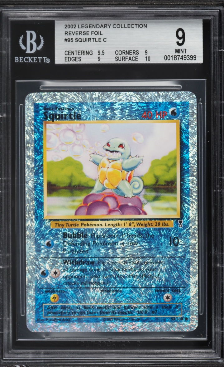 2002 Pokemon Legendary Collection Reverse Holo Squirtle #95 BGS 9 MINT