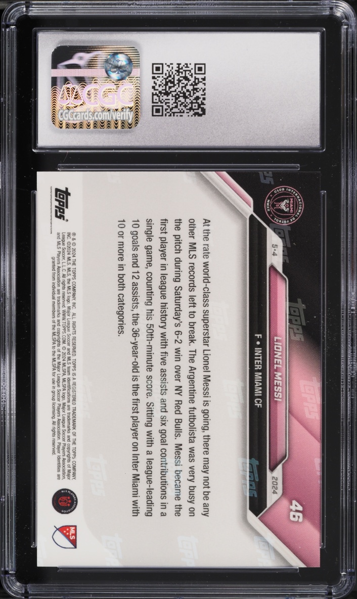 2024 Topps Now MLS Blue Lionel Messi /49 #46 CGC 10 GEM MINT
