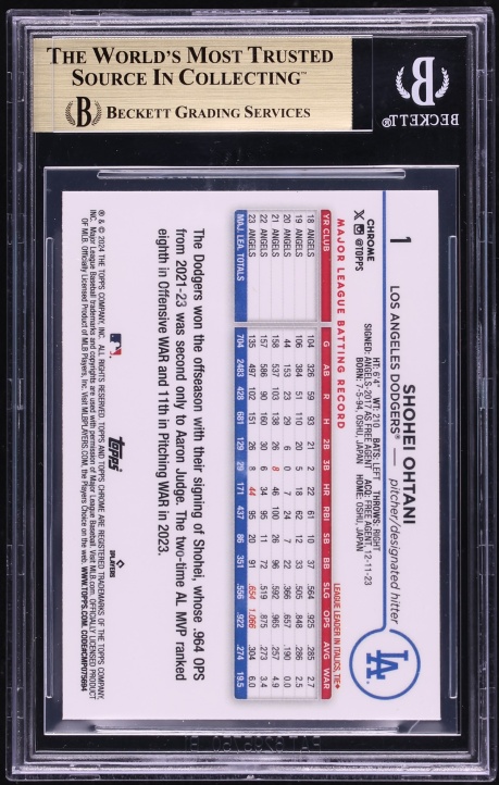 2024 Topps Chrome Blue Refractor Shohei Ohtani /150 #1 BGS 9.5 GEM MINT