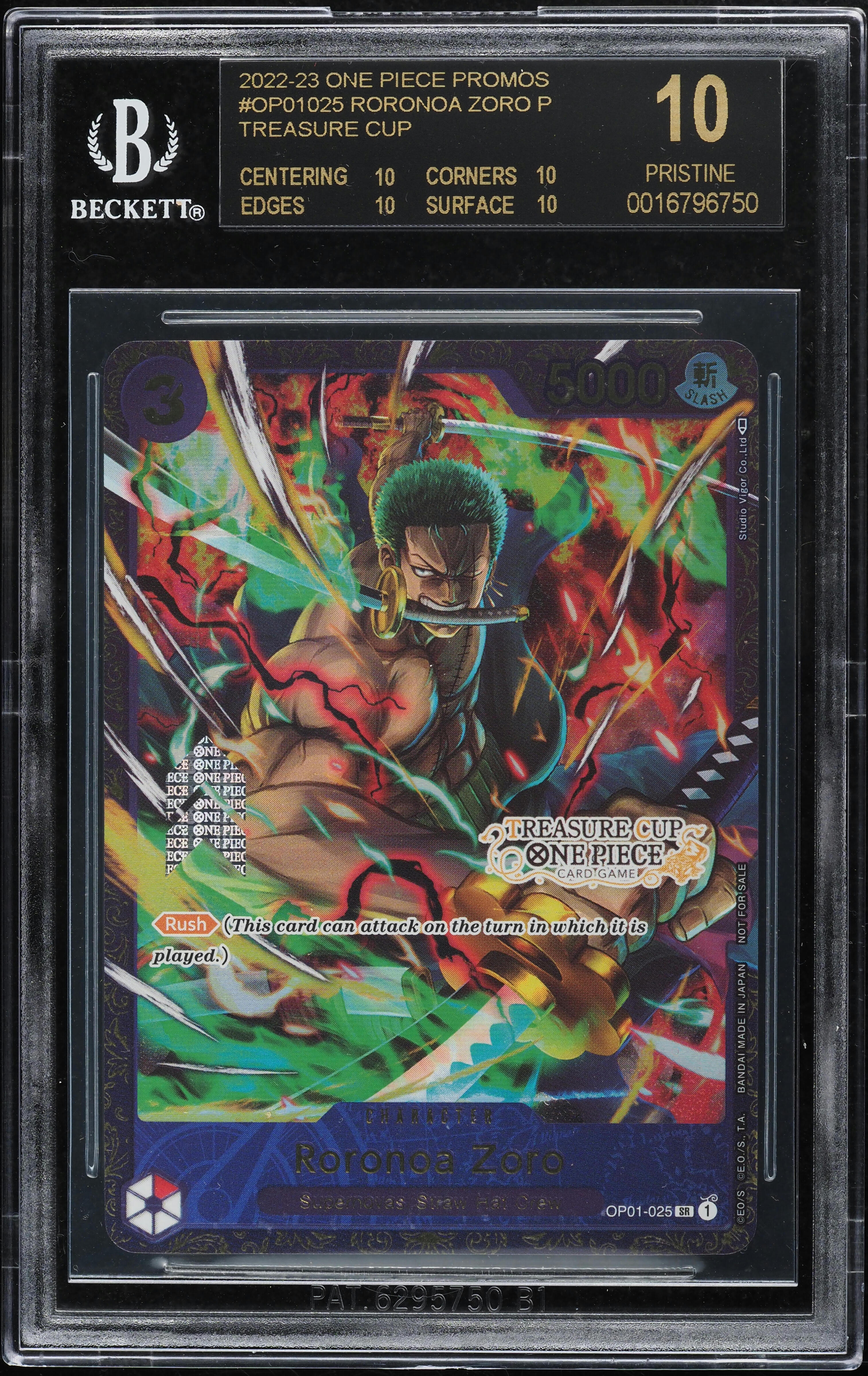 2022-23 One Piece Promos Treasure Cup Roronoa Zoro #OP01-025 BGS