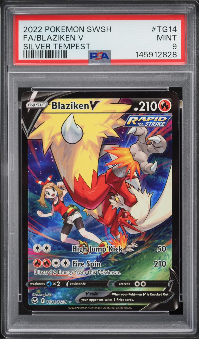 2022 Pokemon Sword & Shield Silver Tempest Trainer Gallery Full Art Blaziken V #TG14 PSA 9 MINT