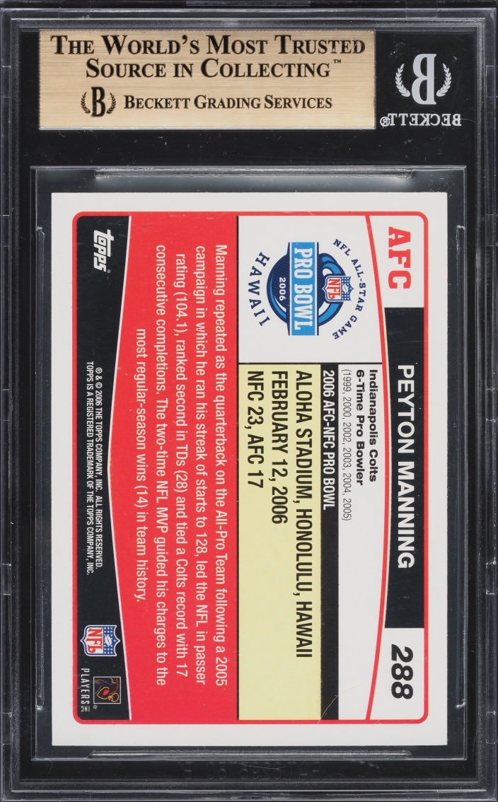 2006 Topps Football Peyton Manning #288 BGS 9.5 GEM MINT