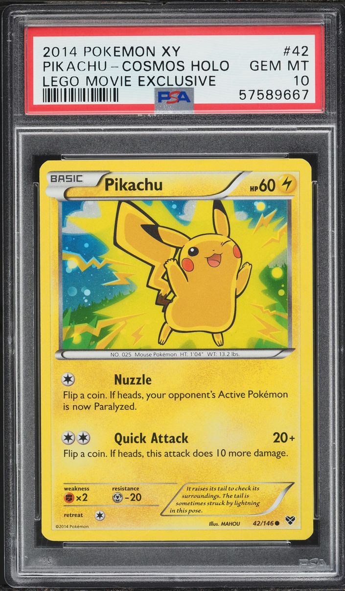 2014 Pokemon XY Lego Movie Exclusive Cosmos Holo Pikachu #42 PSA 10 GEM MINT
