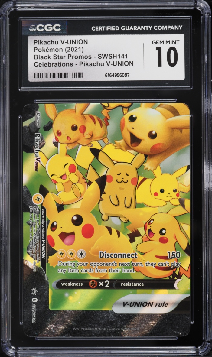 2021 Pokemon Sword & Shield Promo Celebrations Holo Pikachu V-UNION #SWSH141 CGC 10 GEM MINT
