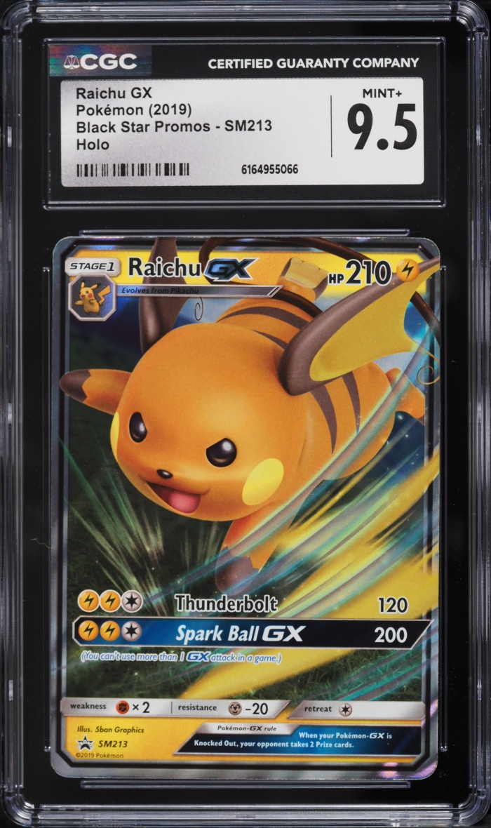 2019 Pokemon Sun & Moon Promo Hidden Fates Alt Art Raichu GX #SM213 CGC 9.5 MINT+